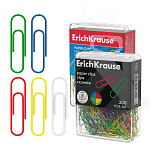 Скрепки металлические с виниловым покрытием ErichKrause Classic, 28мм, ассорти (в пластиковой коробке по 200 шт.)