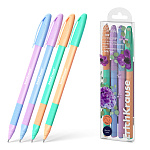 РУЧКА ШАР. ERICHKRAUSE U-109 STICK&GRIP PASTEL BLOOM 1.0 UGT, СИНИЙ, НАБОР 04 ШТ, ПЭТ-БОКС /36/432/