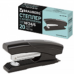 СТЕПЛЕР №24/6,26/6 ДО 20 Л, BRAUBERG BLACK JACK, АНТИСТЕПЛЕР, ЧЕРНЫЙ /12/