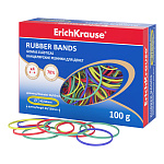 Канцелярские резинки для денег ErichKrause диаметр 40 мм, 60 мм/длина 60 мм,100 мм, ассорти (в коробке-диспенсере по 100г.)