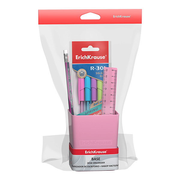 настольный набор erich krause® base, pastel, розовый /3/