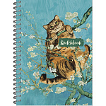 БЛОКНОТ-СКЕТЧБУК 60 Л, А5, SKETCHBOOK. КОТ И ЦВЕТУЩИЙ МИНДАЛЬ. ВАН ГОГ, ЛАМ. ОБЛ. СОФТ-ТАЧ /10/
