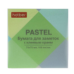 БЛОК Д/ЗАПИСИ 75*75 ММ, 100Л, ХАТБЕР PASTEL, ЗЕЛЕНЫЙ /12/