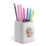 Набор настольный пластиковый ErichKrause® Forte, Fashion Girls, белый с розовой вставкой