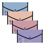 КОНВЕРТ ПЛАСТ. НА КНОПКЕ, ERICHKRAUSE MATT MANGA TRAVEL, 0,6 ММ, ОБШИТАЯ, НЕПРОЗР. АССОРТИ /4/176/ Р