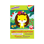 КАРТОН ЦВЕТНОЙ A4, 10 Л, 10 ЦВ. ЮНЛАНДИЯ. МЕЛ. В ПАПКЕ /40/