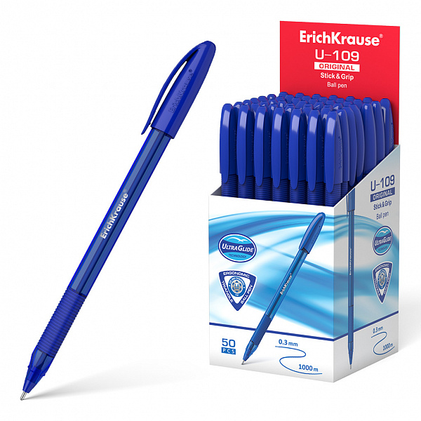 РУЧКА ШАР. ERICHKRAUSE U-109 ORIGINAL STICK&GRIP 1.0 ULTRA GLIDE TECHNOLOGY, СИНИЙ /50/200/2400/