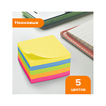 БЛОК Д/ЗАПИСИ 76*76 ММ, 400Л, BRAUBERG, НЕОН, 5ЦВ /12/