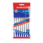 Набор из 8 ручек шариковых ErichKrause R-301 Stick&Grip Classic 1.0, цвет чернил синий (в пакете)
