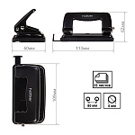 ДЫРОКОЛ ДО 12 Л. ХАТБЕР RECORD, МЕТАЛЛ. С  ЛИНЕЙКОЙ, ЧЕРНЫЙ /12/