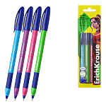 Набор из 4 ручек шариковых ErichKrause U-109 Stick&Grip Neon 1.0, Ultra Glide Technology, цвет чернил синий (в пакете)