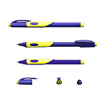 Набор из 2 ручек шариковых ErichKrause ErgoLine® Kids Stick&Grip Neon 0.5, Super Glide Technology, цвет чернил синий, желтый грип (в пакете)