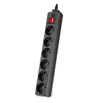 ФИЛЬТР СЕТЕВОЙ PERFEO 6 РОЗЕТОК 3.0 М, POWER+, С ПРЕДОХРАНИТЕЛЕМ, ЧЕРНЫЙ /