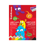 БУМАГА ЦВ.+КАРТОН ГЛЯНЦ, А4, 24 Л, 12ЦВ. EK, JOLLY FRIENDS, ИГРУШКА-НАБОР, МЕТАЛЛИЗ. В ПАПКЕ /30/