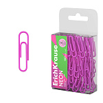 скрепки 28 мм/100 шт. erichkrause neon, винил. покрытие, розовый, пэт-бокс /10/200/