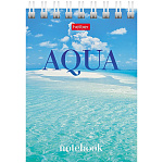 БЛОКНОТ 60 Л, А7, КЛ, AQUA, МЕЛ. КАРТ. ОБЛ. НА ГРЕБНЕ /78/