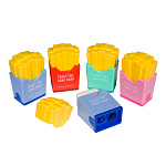 ТОЧИЛКА BV. ХОРОШЕЕ НАСТРОЕНИЕ. КАРТОШКА, 2 ОТВЕРСТИЯ, КОНТЕЙНРЕ, ЛАСТИК, 4 ВИДА /