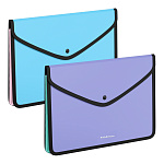 Папка-конверт на кнопке пласт. ErichKrause Diagonal Pastel, обшитая, с текстильной вставкой, A4, непрозрачный, ассорти (в пакете по 4 шт.)