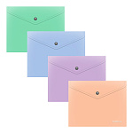 КОНВЕРТ ПЛАСТ. НА КНОПКЕ, А5+, ЕRICHКRAUSE MATT PASTEL BLOOM, 0,18 ММ, НЕПРОЗР. АССОРТИ /12/504/ РФ