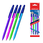 РУЧКА ШАР. ERICHKRAUSE R-301 NEON STICK, 0,7 ММ, НАБОР 04ШТ, СИНИЙ, ПАКЕТ /24/288/