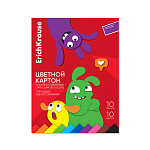 КАРТОН ЦВЕТНОЙ A4, 10 Л, 10 ЦВ, ERICHKRAUSE, JOLLY FRIENDS, ИГРУШКА-НАБОР, ГЛЯНЦ. НА КЛЕЮ /10/50/
