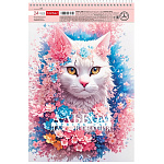 АЛЬБОМ Д/РИС. 24 Л. А4, ХАТБЕР. SPRING CAT, ПЕРФ. НА СПИРАЛИ /5/50/