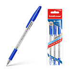 РУЧКА ШАР. ERICHKRAUSE R-301 CLASSIC 1.0 STICK&GRIP, НАБОР 03 ШТ, СИНИЙ, ПАКЕТ /24/288/