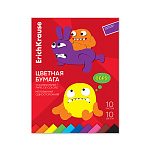 БУМАГА ЦВЕТНАЯ A4, 10 Л, 10 ЦВ. ERICHKRAUSE, JOLLY FRIENDS, ИГРУШКА, ОДНОСТ. МЕЛ. НА КЛЕЮ /10/70/