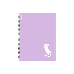 Папка файловая пластиковая на спирали ErichKrause Pastel Bloom Cats, с 20 прозрачными карманами, A4, фиолетовый, ассорти (в пакете по 4 шт.)