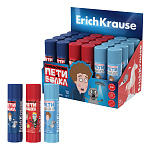 Клей-карандаш ErichKrause EasyStick Приключения Пети и Волка, 13г, ассорти (в коробке-дисплее по 24 шт.)
