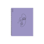 Папка файловая пластиковая на спирали ErichKrause Manga Faces, с 20 прозрачными карманами, A4, фиолетовый, ассорти (в пакете по 4 шт.)