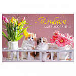 АЛЬБОМ Д/РИС. 12 Л. А4, ХАТБЕР. МЫ ЛЮБИМ КОТИКОВ, НА СКОБЕ /9/90/