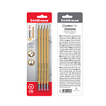 Набор из 4 чернографитных карандашей ErichKrause Amber, шестигранных, с ластиком, HB (в блистере)