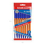 Набор из 8 ручек шариковых ErichKrause R-301 Stick&Grip Orange 0.7, цвет чернил синий (в пакете)