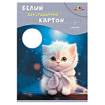 КАРТОН БЕЛЫЙ А4, 07 Л, БЕЛЫЙ ПУШИСТИК, ДВУХСТОРОН. МЕЛ. /70/
