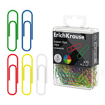 Скрепки металлические с виниловым покрытием ErichKrause Classic, 28мм, ассорти (в пластиковой коробке по 200 шт.)