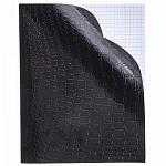ТЕТРАДЬ 48 Л, А5, КЛ, ХАТБЕР, БУМВИНИЛ METALLIC CROCO ЧЕРНЫЙ, ТИСНЕНИЕ, НА СКОБЕ /10/100/