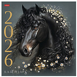 КАЛЕНДАРЬ НАСТЕННЫЙ 2026, ХАТБЕР ЭКОНОМ. ГОД ЛОШАДИ, 30*30СМ, МЕЛ. НА СКОБЕ /40/