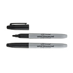 МАРКЕР ПЕРМ. BASIR, 2ММ, КРУГЛЫЙ, КОРПУС СЕРЫЙ, ЦВ. КОЛПАЧОК, ЧЕРНЫЙ /12/864/