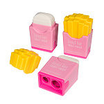 ТОЧИЛКА BV. ХОРОШЕЕ НАСТРОЕНИЕ. КАРТОШКА, 2 ОТВЕРСТИЯ, КОНТЕЙНРЕ, ЛАСТИК, 4 ВИДА /