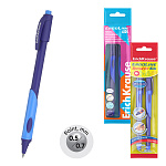 Набор из 2 ручек шариковых ErichKrause ErgoLine® Kids Stick&Grip Neon 0.5, Super Glide Techn, цвет чернил синий, син грип (в пакете)
