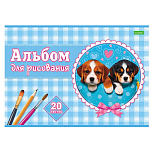 АЛЬБОМ Д/РИС. 20 Л. А4, ХАТБЕР ECO. МИЛЫЕ МОРДАШКИ, НА СКОБЕ /14/70/