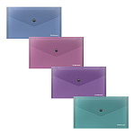 КОНВЕРТ ПЛАСТ. НА КНОПКЕ, С6, ERICHKRAUSE ГЛЯНЦЕВЫЙ СИЯНИЕ, 0,18 ММ, ПОЛУПРОЗР. АССОРТИ /12/324/