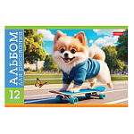 АЛЬБОМ Д/РИС. 12 Л. А5, ХАТБЕР. ПУШИСТЫЕ МИЛАШКИ, НА СКОБЕ /5/80/