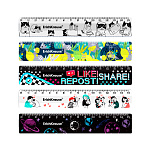 Набор из 4 пластиковых линеек ErichKrause, 15см, ассорти из 4 дизайнов, в zip-пакете (universal)