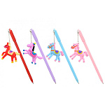 РУЧКА ШАР. BASIR. ГОД ЛОШАДИ, ПЛАСТ. ЦВ. КОРПУС АССОРТИ, СЪЕМ. БРЕЛОК, СИНИЙ /30/