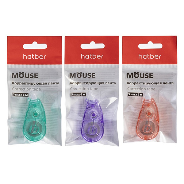 КОР. ЛЕНТА 5 ММ*06 М ХАТБЕР MOUSE, АССОРТИ, ПАКЕТ, Е/П /12/288/