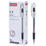 РУЧКА ШАР. ХАТБЕР К9, 0,4 ММ, ГРИП, ИГОЛЬЧАТЫЙ, ЧЕРНИЛА МАСЛ. ЧЕРНЫЙ /12/144/