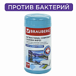 САЛФЕТКИ BRAUBERG, Д/ЭКРАНОВ, ОПТИКИ, ПЛАСТИКА, АНТИБАКТЕРИАЛЬНЫЕ, 13*17, 100ШТ /12/