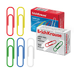 СКРЕПКИ 33 ММ/100 ШТ. ERICHKRAUSE, ЦВЕТНЫЕ АССОРТИ* /24/144/